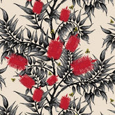 ijustlovethatfabricstore Bees in the Bottlebrush Fabric Red